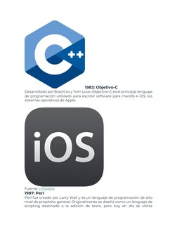 1983: Objetivo-C 
Desarrollado por Brad Cox y Tom Love, Objective-C es el principal lenguaje 
de programación utilizado para