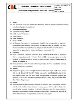 Hydrostatic Pressure Testing Procedure | PDF | Equipment | Building ...