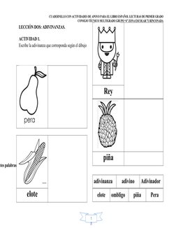 1
8
 
CUADERNILLO CON ACTIVIDADES DE APOYO PARA EL LIBRO ESPAÑOL LECTURAS DE PRIMER GRADO
CONSEJO TÉCNICO MULTIGRADO GRUPO “4