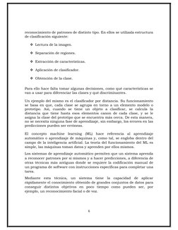 reconocimiento de patrones de distinto tipo. En ellos se utilízala estructura
de clasificación siguiente:
Lectura de la imag