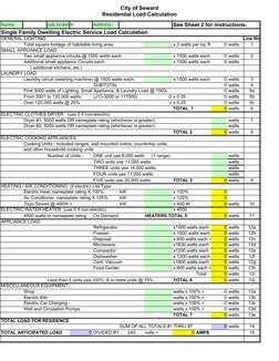 City of Seward
Residential Load Calculation
Name: 
Job Order #:
Address: 
See She