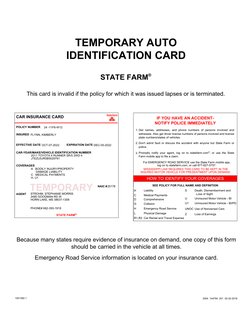 TEMPORARY
2004  144764  201  02-22-2018
1001382.1
Because many states require evidence of insurance on demand, one copy of th