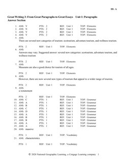 Great Writing 5e Level 3 Unit 1 Exam View Test | PDF | Tourism