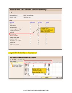 CHAITANYABHANGALE@GMAILCOM
FIELD KEY IS 
ASSIGNED TO 
DOCUMENT TYPE
I SELECTED 
MATERIAL GROUP 
MANDATORY
Assign fiel