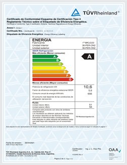 Certificado de Conformidad Esquema de Certificación Tipo 4  
Reglamento Técnico sobre el Etiquetado de Eficiencia E