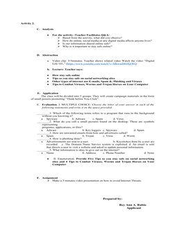 Activity 2. 
C. Analysis

For the activity :Teacher Facilitates Q&A:

Based from the activity, what did you observe?

How