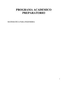 PROGRAMA ACADEMICO 
PREPARATORIO 
 
 
MATEMATICA PARA INGENIERIA