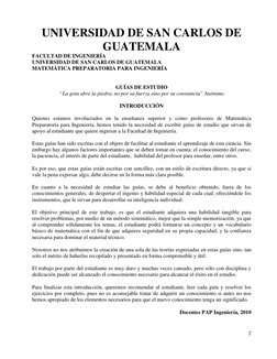 UNIVERSIDAD DE SAN CARLOS DE 
GUATEMALA 
FACULTAD DE INGENIERÍA 
UNIVERSIDAD DE SAN CARLOS DE GUATEMALA 
MATEMÁTICA PREPARATO