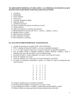 VII. REFLEXIÓN PERSONAL EN RELACIÓN A LAS PRUEBAS MATEMÁTICAS QUE 
SE EFECTÚEN, PARA DETECTAR FALLAS DE LOS ALUMNOS: 
 
1. As