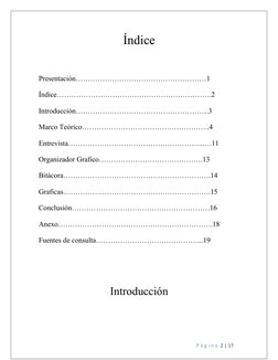 Índice
Presentación………………………………………………1
Índice……………………………………………………….2
Introducción……………………………………………….3
Marco Teórico…………………………