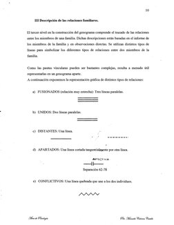 10 
111 Descripción de las relaciones familiares. 
El tercer nivel en la construcción del genograma comprende el trazado de l