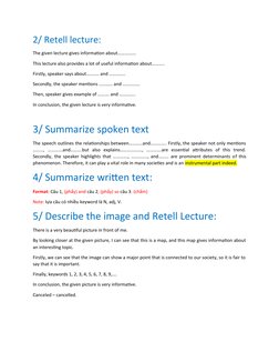 2/ Retell lecture:
The given lecture gives information about…………….
This lecture also provides a lot of useful information abo