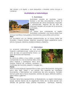 del cóndor y el águila, y aves pequeñas y silvestres como cocuyo o 
cardenal. 
Australasia e indomalaya 
5. Australasia  
Aus