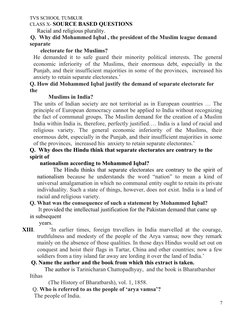 TVS SCHOOL TUMKUR
CLASS X- SOURCE BASED QUESTIONS
     Racial and religious plurality.
   Q.  Why did Mohammed Iqbal , the pr