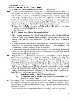 TVS SCHOOL TUMKUR
CLASS X- SOURCE BASED QUESTIONS
 Q. Which is the tiny island mentioned here? 
Great Britain.
XIV.  ‘To what