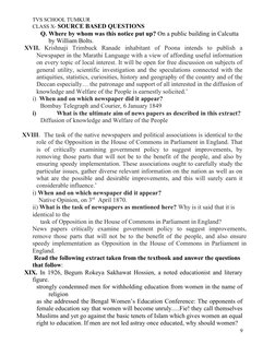 TVS SCHOOL TUMKUR
CLASS X- SOURCE BASED QUESTIONS
Q. Where by whom was this notice put up? On a public building in Calcutta