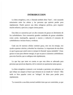 INTRODUCCION
La dieta cetogénica, ceto, o llamada también dieta "keto", está causando
entusiasmo entre los atletas y las pers