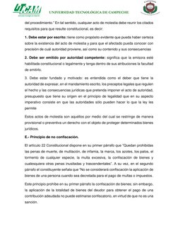UNIVERSIDAD TECNOLÓGICA DE CAMPECHE 
del procedimiento.” En tal sentido, cualquier acto de molestia debe reunir los citados