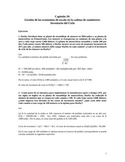Capítulo 10:
Gestión de las economías de escala en la cadena de suministro:
Inventario del Ciclo
Ejercicios
1. Harley Davidso