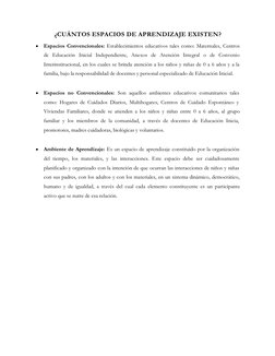 Espacios de Aprendizaje en Preescolar | PDF | Educación de la primera ...