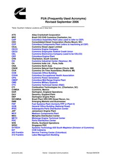 FUA (Frequently Used Acronyms) 
Revised September 2006 
                                      ___________________________