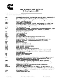 FUA (Frequently Used Acronyms) 
Revised September 2006 
                                      ___________________________