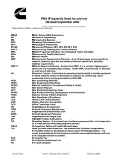 FUA (Frequently Used Acronyms) 
Revised September 2006 
                                      ___________________________