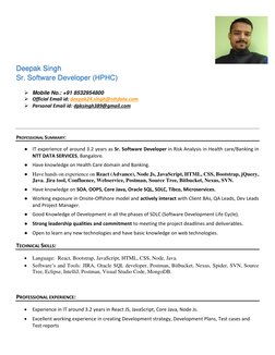 Deepak Singh: Sr. Software Developer Profile | PDF | Bootstrap (Front ...