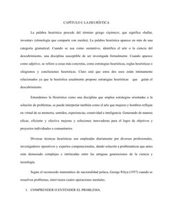 CAPÌTULO I: LA HEURÍSTICA
La palabra heurística procede del término griego εὑρίσκειν, que significa «hallar,
inventar» (etimo