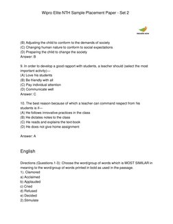 Wipro Elite NTH Placement Paper Set 2 | PDF | Teaching Methods & Materials