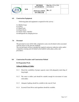 Chiller Installation Method Statement | PDF | Crane (Machine)