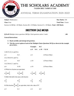 The Scholars Academy 
Taleem Bhi, Tarbiyat Bhi 
 
annual Term Examination 2021-2022 
 
 
Subject: Mathematics