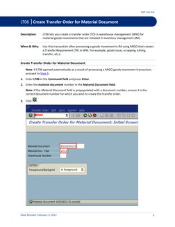 Lt06 Tcode Create Transfer Order Using LT06 in SAP | PDF