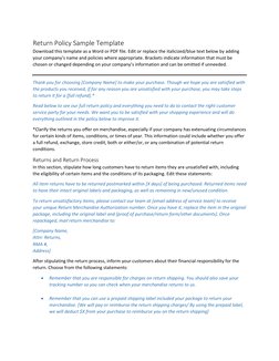 Sample Exchange Policy Sample Return Policy Template | PDF | Stored Value Card | Economies