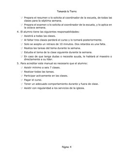 Tomando la Tierra 
 
Página: 4 
 Prepara el resumen o lo solicita al coordinador de la escuela, de todas las 
clases para la