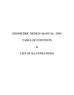 GEOMETRIC DESIGN MANUAL -2002
TABLE OF CONTENTS
&
LIST OF ILLUSTRATIONS
