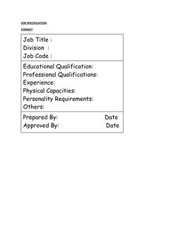 Job Description and Specification Formats | PDF