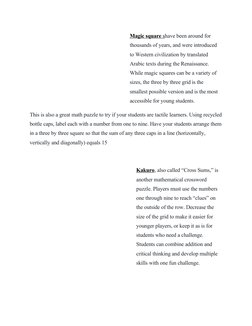 Magic square
 
  s   (http://love2learn2day.blogspot.com/2010/11/milk-cap-math-magic-square-game.html)have been around for 
t