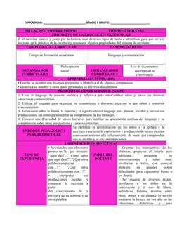 EDUCADORA: ___________________________GRADO Y GRUPO: _________________________
SITUACION: NOMBRE PROPIO
TIEMPO: 2 SEMANAS
PRO