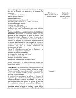 grupo y ellos pondrán una marca de asistencia en el lugar
que  está  su  nombre.  Se  observará  y  se  contarán  las
asisten