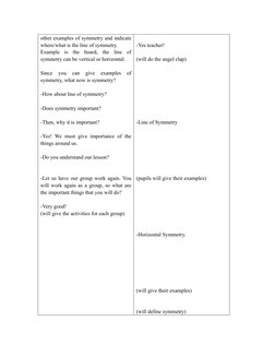 Symmetry Lesson Plan for Grade 3 | PDF | Symmetry | Lesson Plan