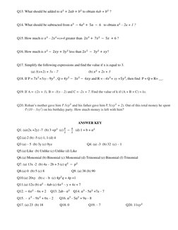 Class 7 Algebraic Expressions Worksheet | PDF | Mathematical Analysis ...