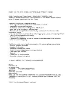 CBSE Class 12 English Project Guidelines | PDF | Karma | Emotions