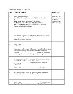 English School Assembly Script | PDF