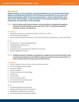 Domain III	
System Design: Do the complete conceptual design of the control and information 
systems including specifications