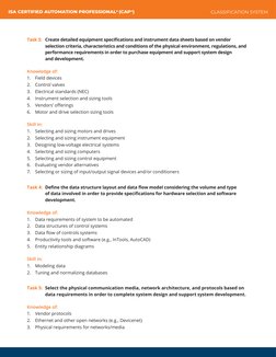 Task 3:	 Create detailed equipment specifications and instrument data sheets based on vendor 
	
	
selection criteria, charact