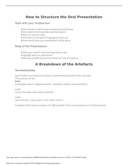 English SBA Oral Presentation Guide | PDF | Language Arts & Discipline