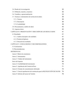 3.4. Diseño de la investigación 
32 
3.5. Población, muestra y muestreo 
32 
3.6. Variables y operacionalización 
33 
3.7. Té