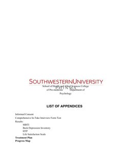 School of Health and Allied Sciences College
of Pre-medicine           Department of
Psychology
LIST OF APPENDICES
Informed C