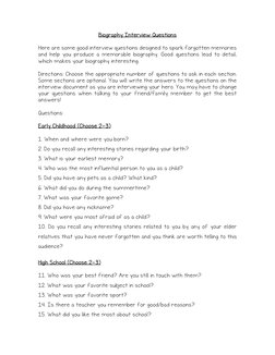 Biography Interview Questions Guide | PDF | Biography